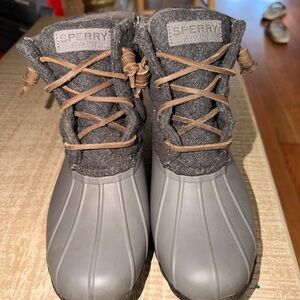 Sperry Charcoal and Brown Duck Boots